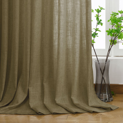 1908 Linen Blend Light Filtering Natural Curtain Tailor Pleat 1 Panel