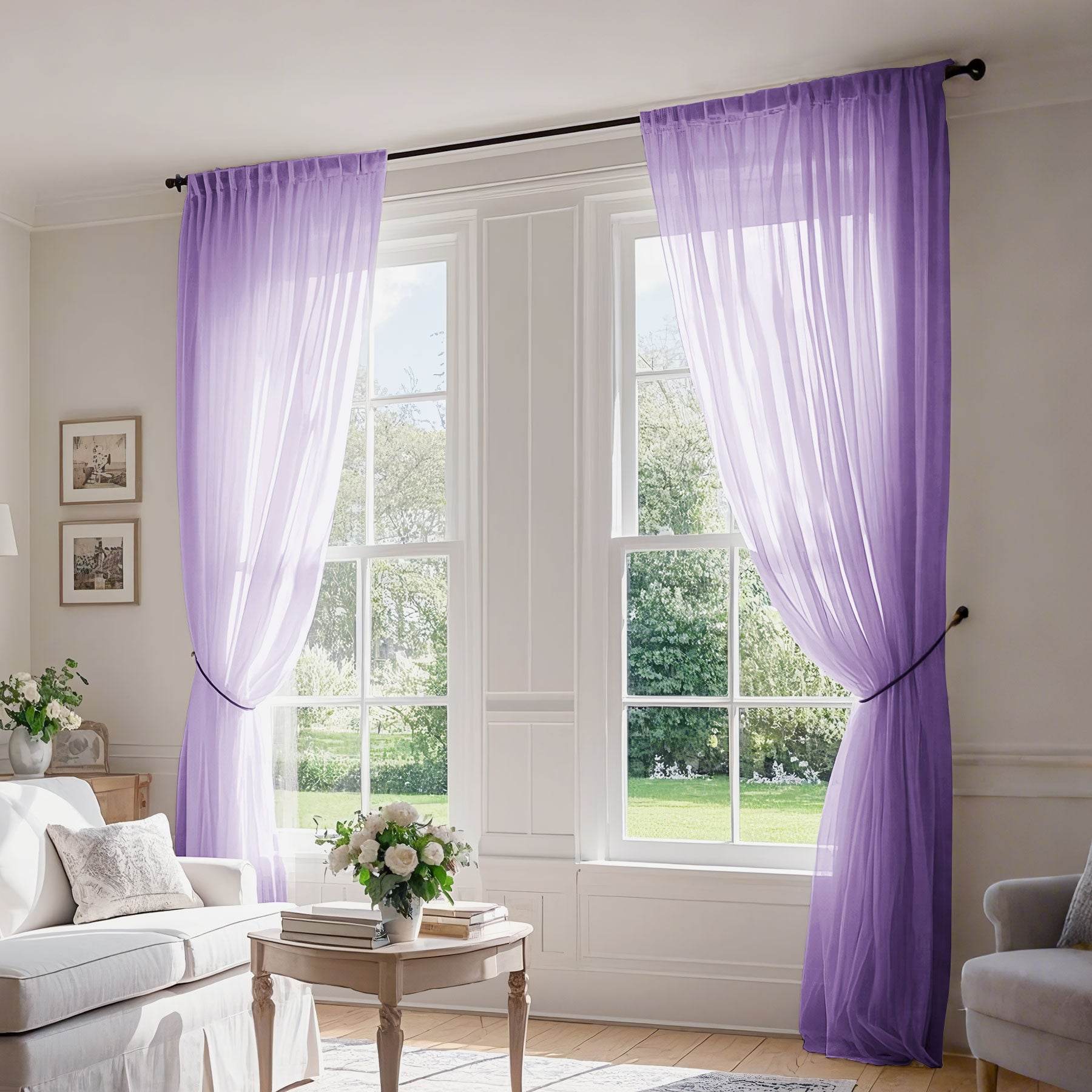 B01 Linen Textured Airy Sheer Curtain Pinch Pleat - Cololeaf