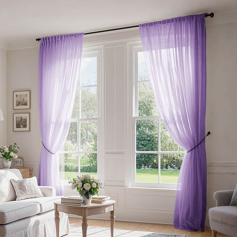 B01 Linen Textured Airy Sheer Curtain Pinch Pleat - Cololeaf