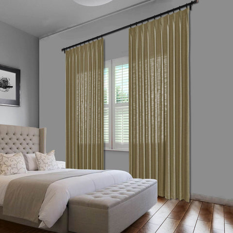 1908 Linen Blend Unlined Breathable & Natural Curtain Pinch Pleat - Cololeaf