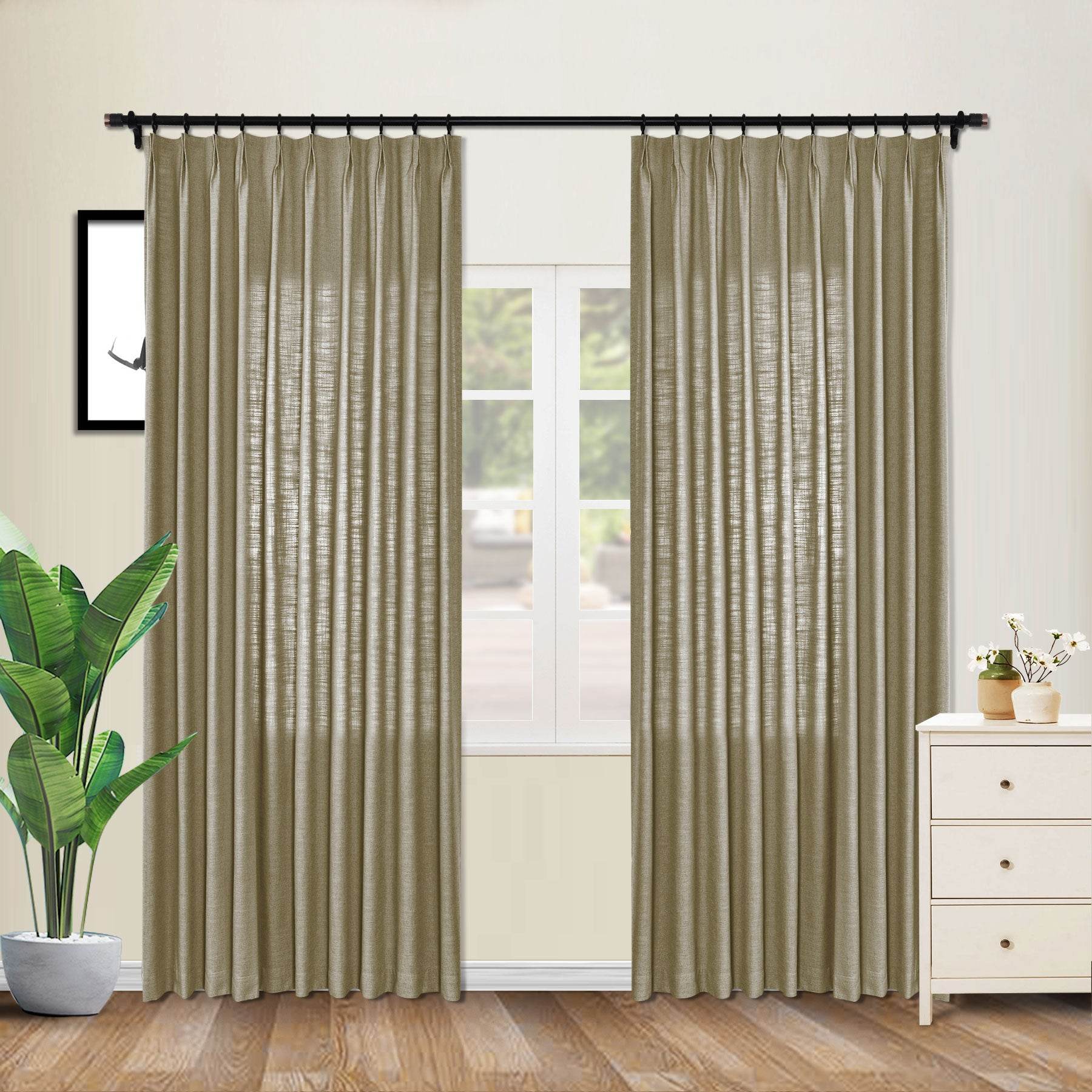 1908 Linen Blend Unlined Breathable & Natural Curtain Pinch Pleat - Cololeaf