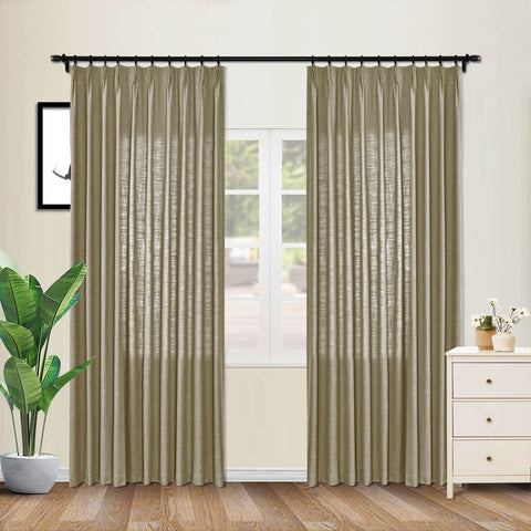 1908 Linen Blend Unlined Breathable & Natural Curtain Pinch Pleat - Cololeaf