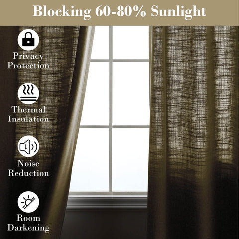 1908 Linen Blend Breathable & Natural Curtain Tab Top - Cololeaf