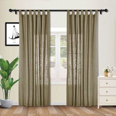 1908 Linen Blend Breathable & Natural Curtain Tab Top - Cololeaf