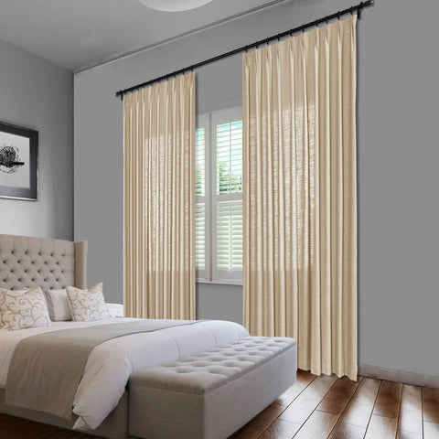 1908 Linen Blend Unlined Breathable & Natural Curtain Pinch Pleat - Cololeaf