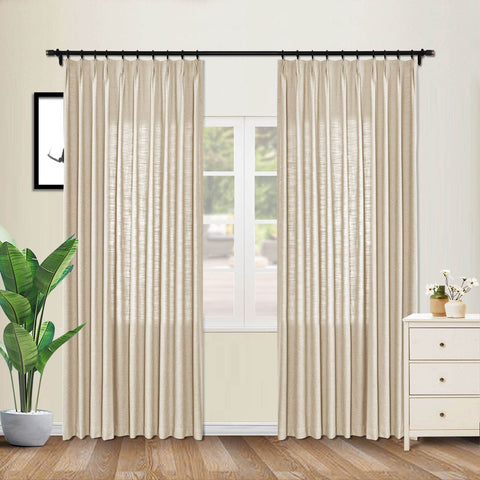 1908 Linen Blend Unlined Breathable & Natural Curtain Pinch Pleat - Cololeaf