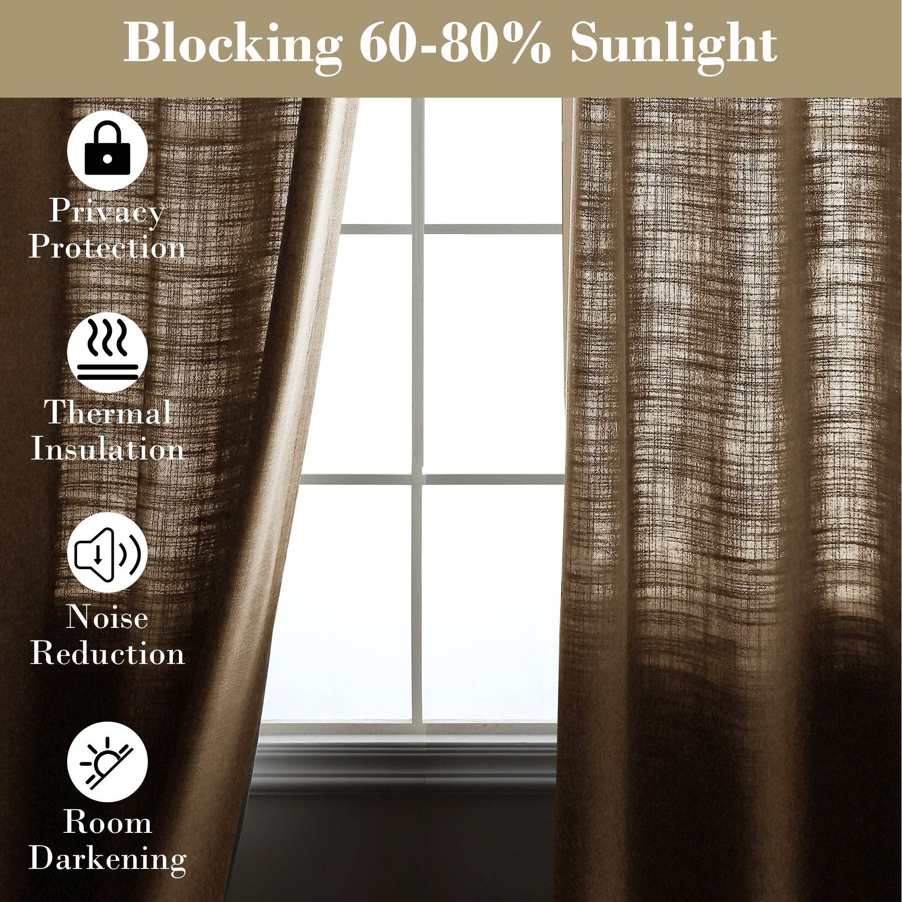 1908 Linen Blend Breathable & Natural Curtain Tab Top - Cololeaf