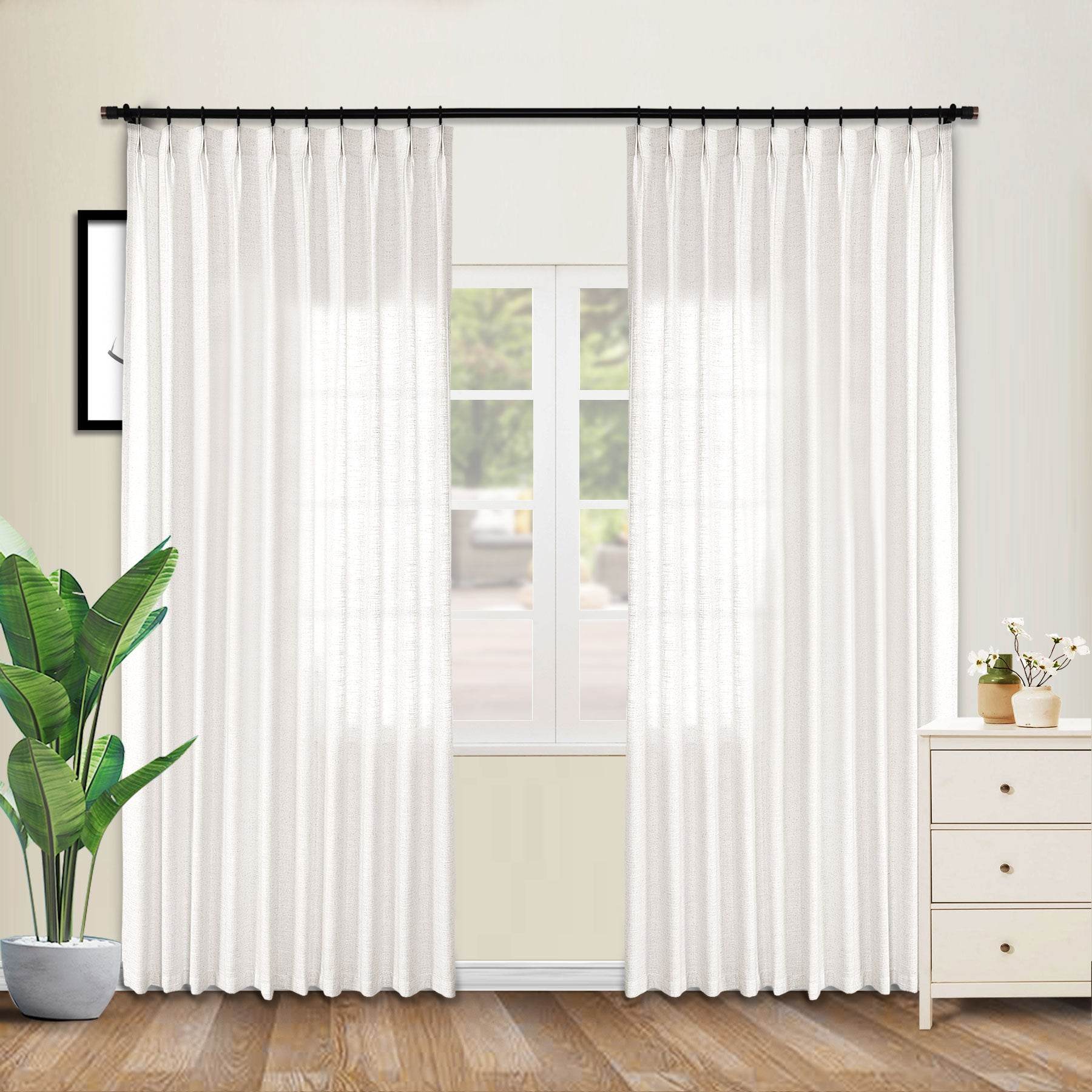 1908 Linen Blend Unlined Breathable & Natural Curtain Pinch Pleat - Cololeaf
