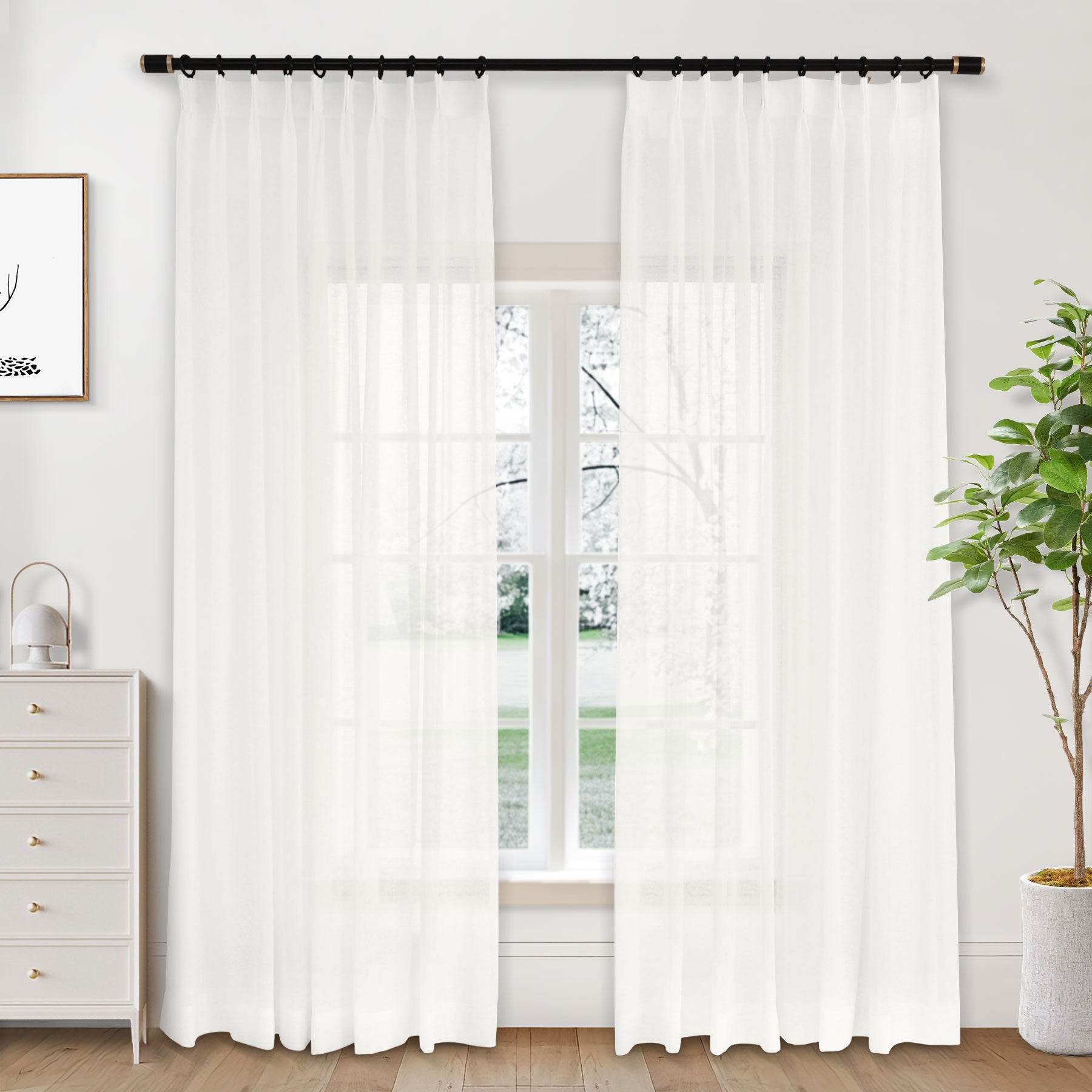B01 Linen Textured Airy Sheer Curtain Pinch Pleat - Cololeaf
