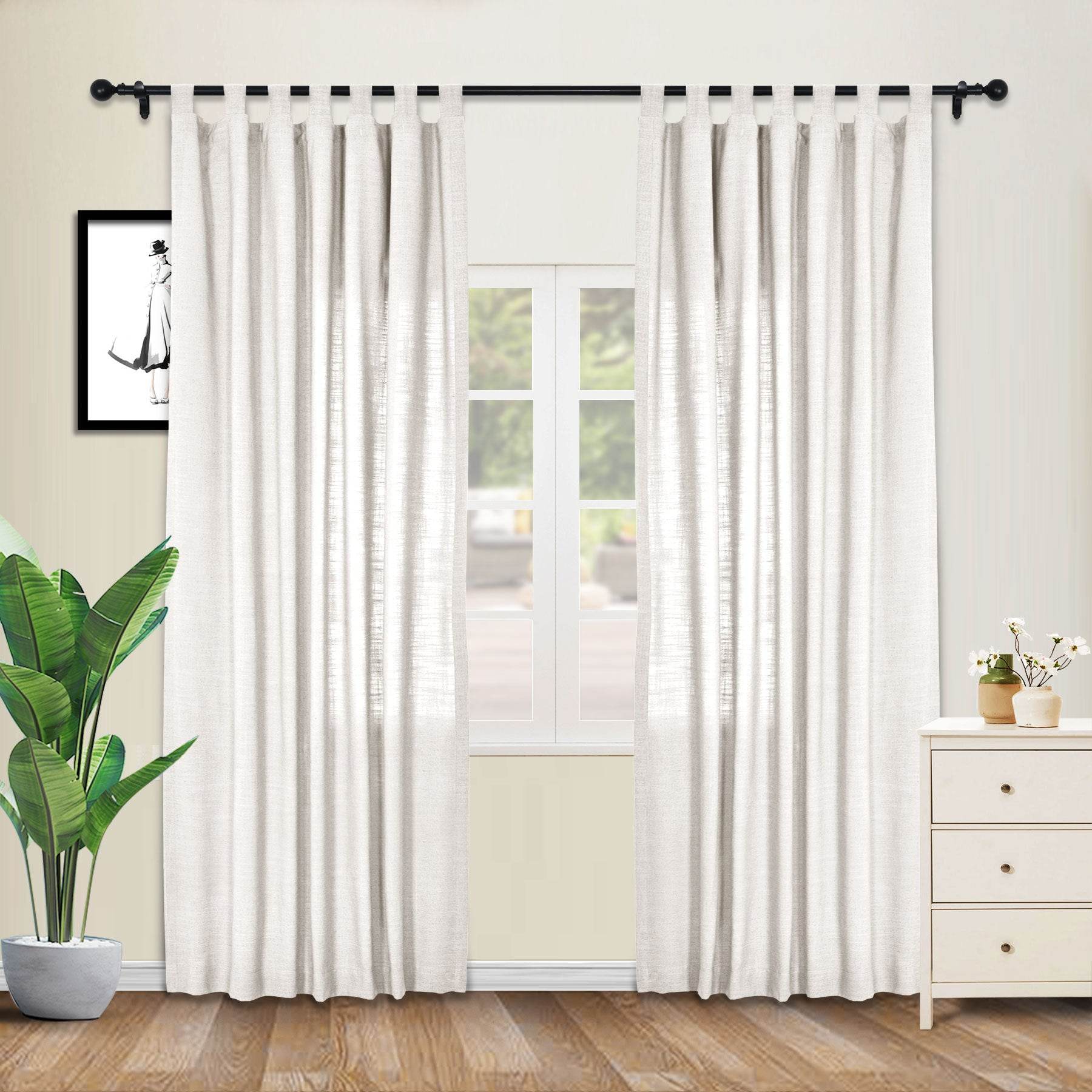 1908 Linen Blend Breathable & Natural Curtain Tab Top - Cololeaf