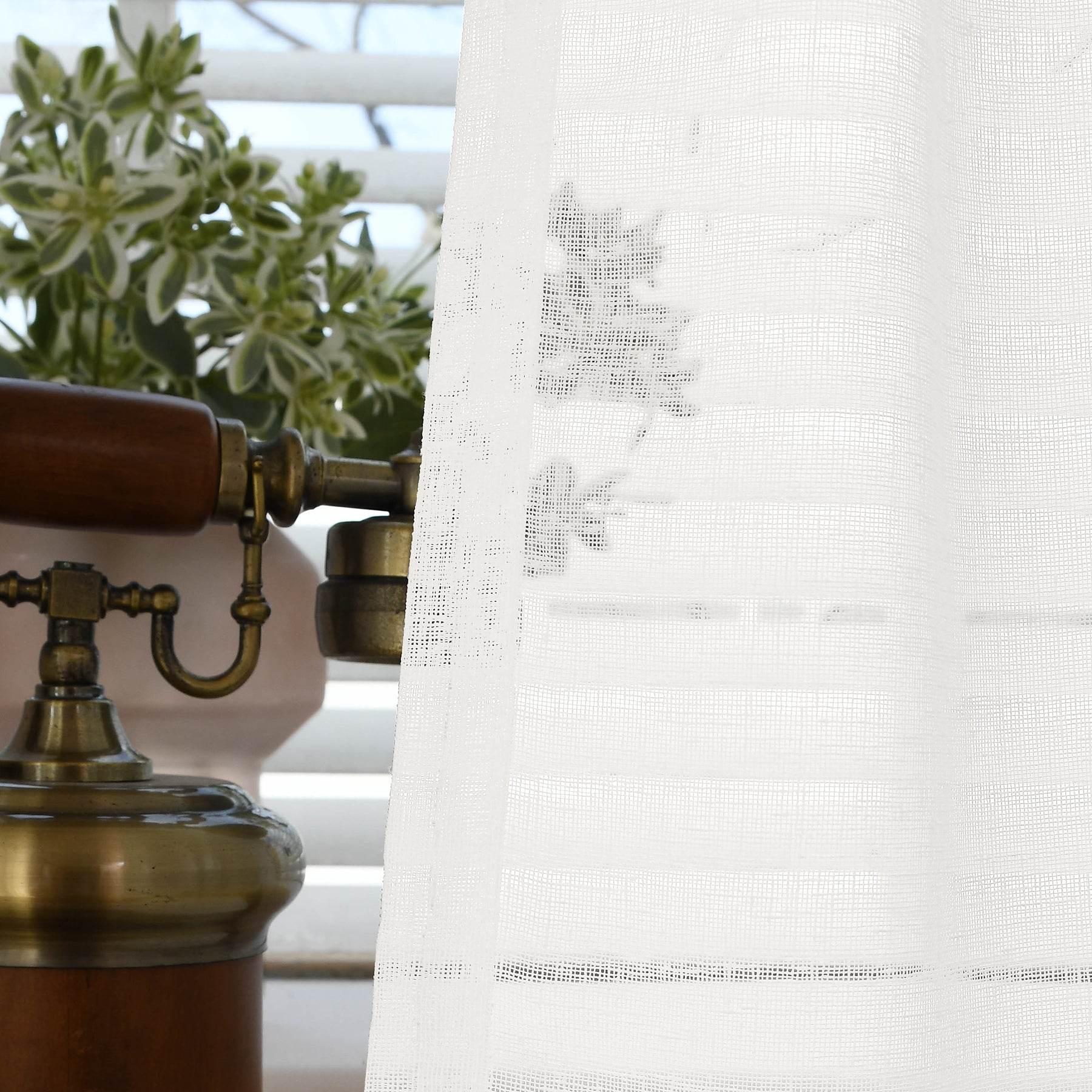 B01 Linen Textured Airy Sheer Curtain Pinch Pleat - Cololeaf