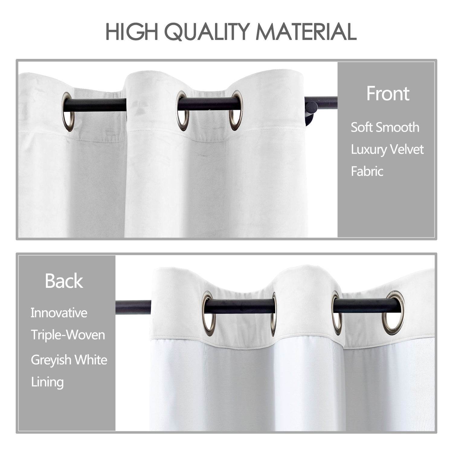 MJ11 Extra Long Soft Velvet Blackout Drapes For Loft Living Room Grommet - Cololeaf