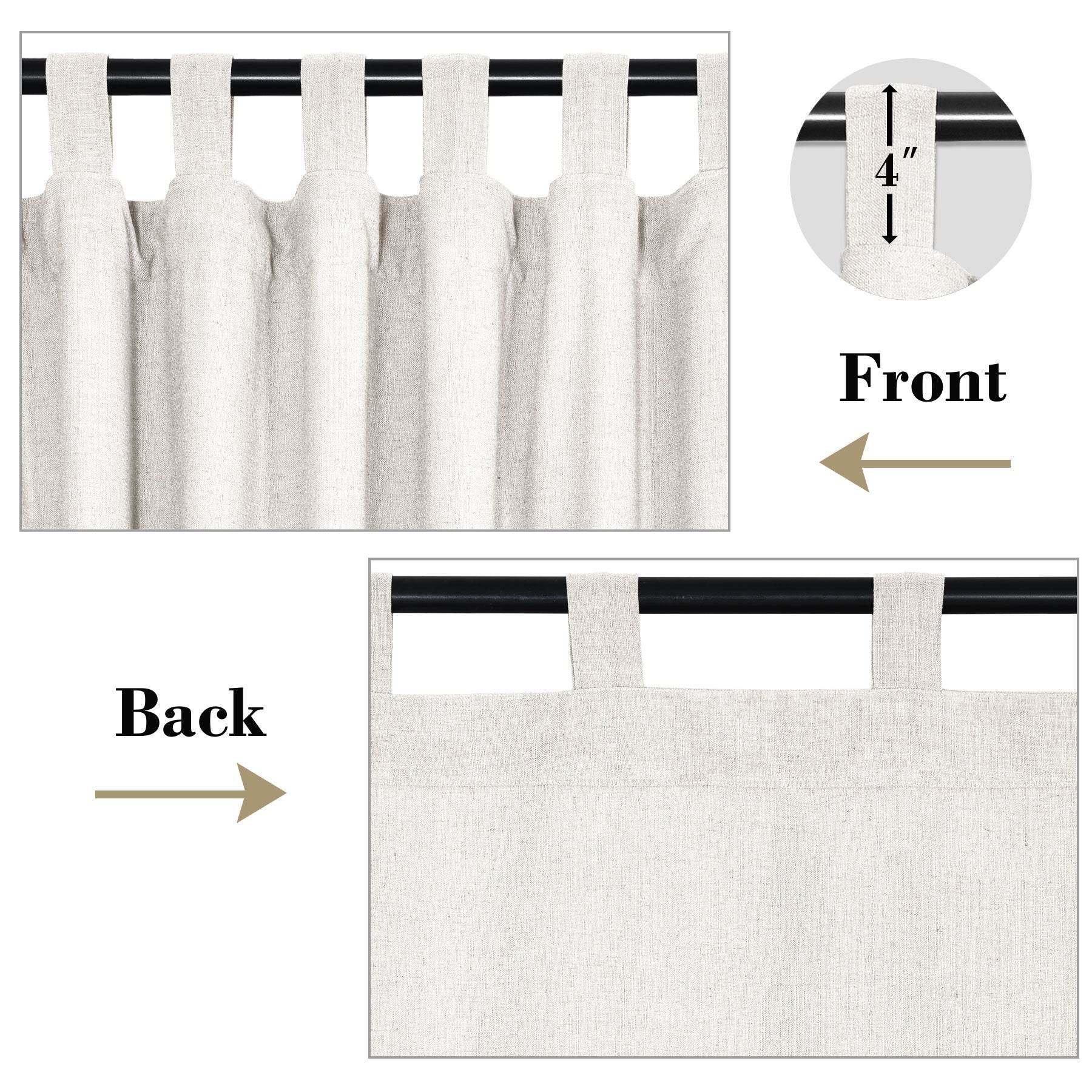 1908 Linen Blend Breathable & Natural Curtain Tab Top - Cololeaf