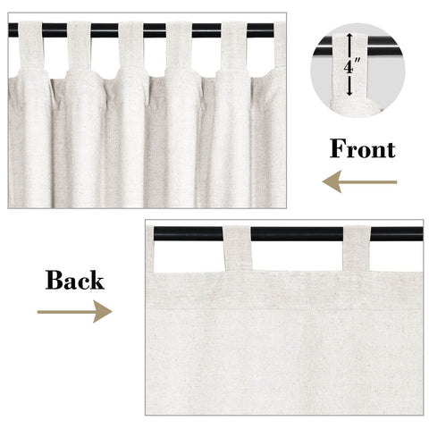 1908 Linen Blend Breathable & Natural Curtain Tab Top - Cololeaf