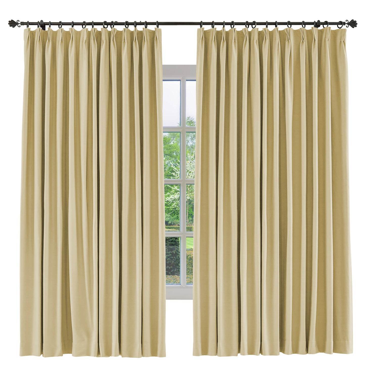 Capri Extra Wide Drape Solid Cotton Heavyweight Curtain Blackout Pinch Pleat - Cololeaf
