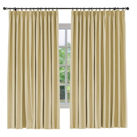 Capri Extra Wide Drape Solid Cotton Heavyweight Curtain Blackout Pinch Pleat - Cololeaf