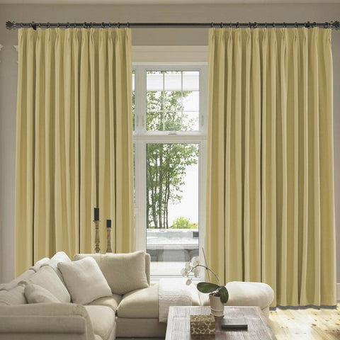 Capri Extra Wide Drape Solid Cotton Heavyweight Curtain Blackout Pinch Pleat - Cololeaf