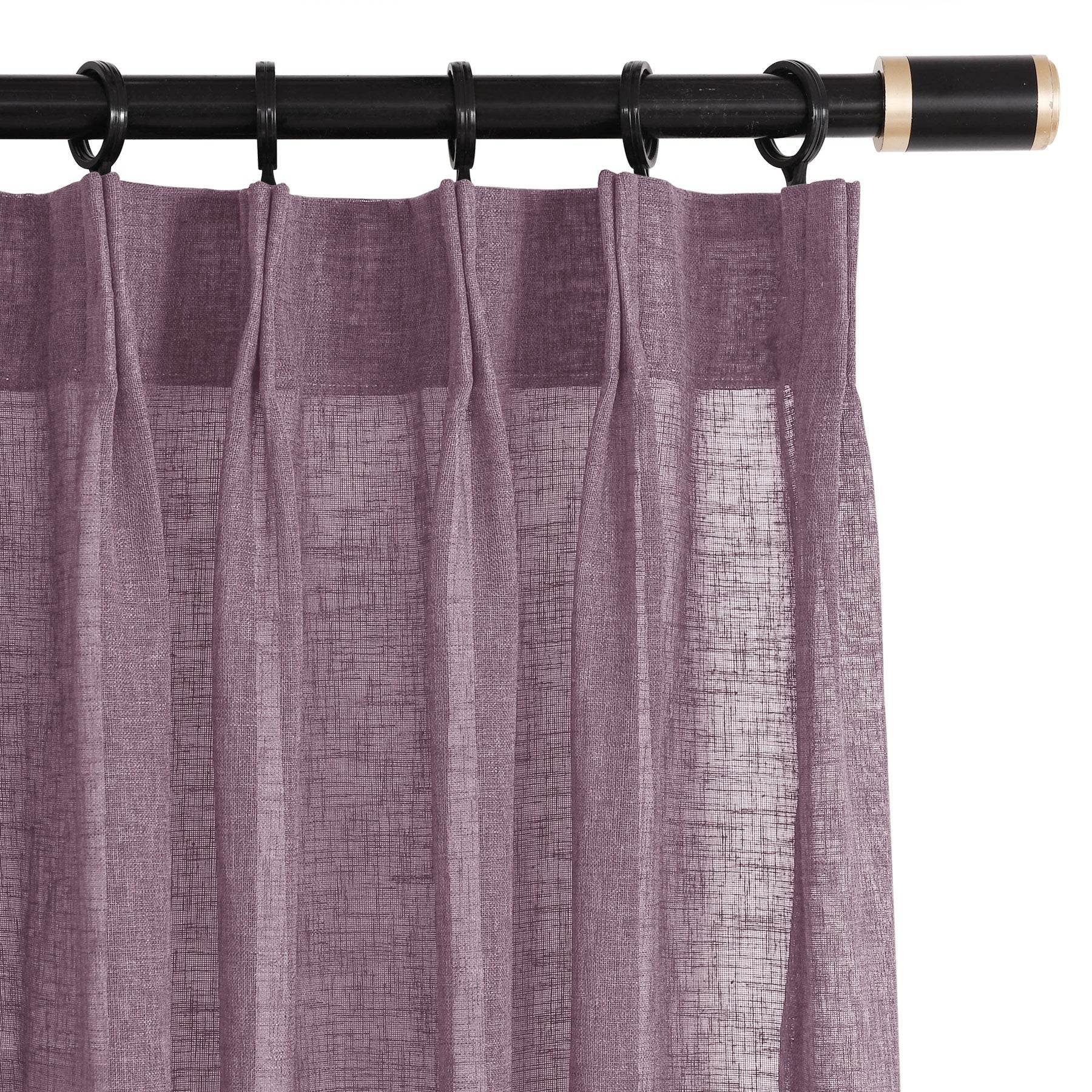B01 Linen Textured Airy Sheer Curtain Pinch Pleat - Cololeaf
