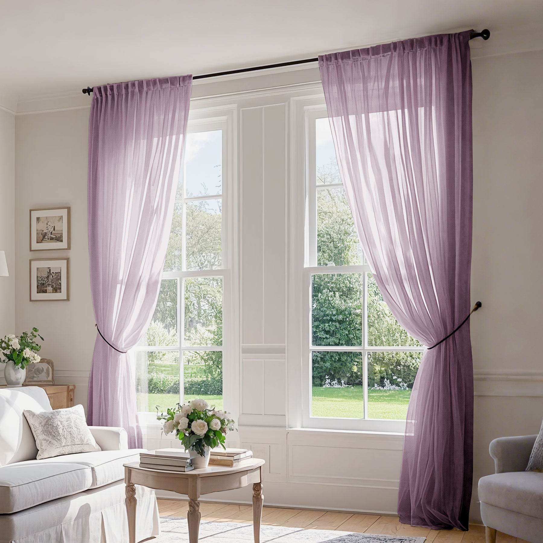 B01 Linen Textured Airy Sheer Curtain Pinch Pleat - Cololeaf