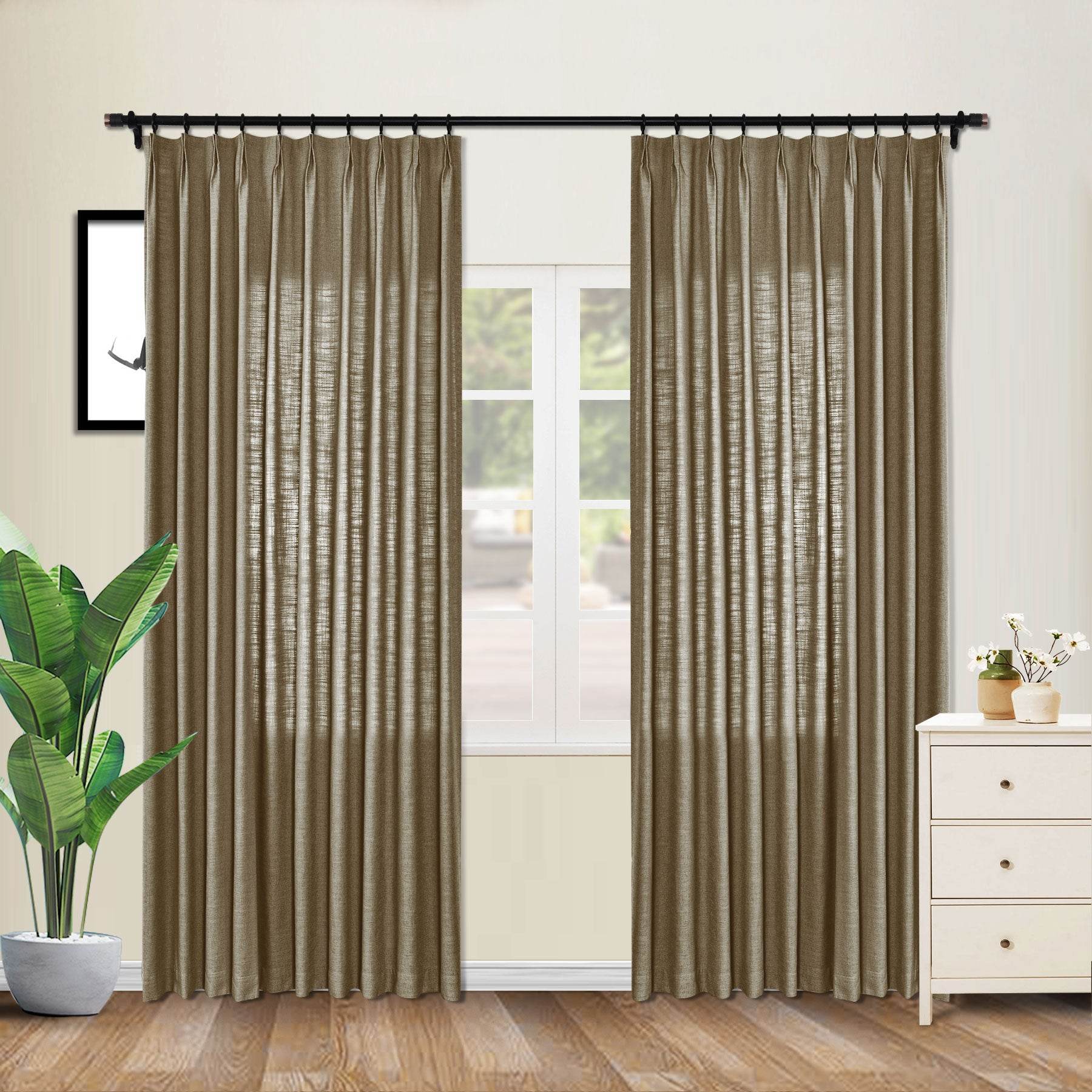 1908 Linen Blend Unlined Breathable & Natural Curtain Pinch Pleat - Cololeaf