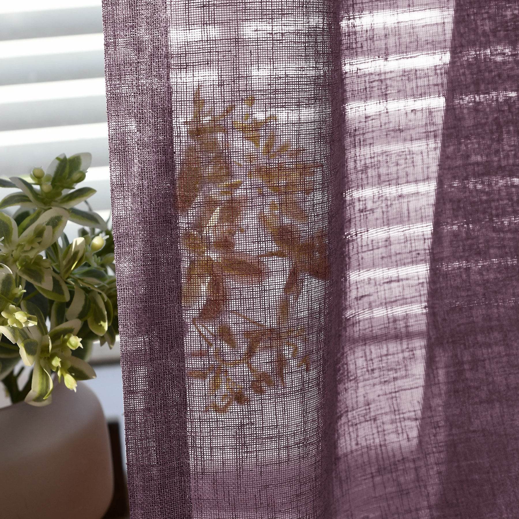 B01 Linen Textured Airy Sheer Curtain Pinch Pleat - Cololeaf