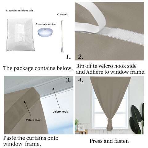 Atlanta Velcro Curtains Self Adhesive Room Darkening Thermal Insulated 1 Panel