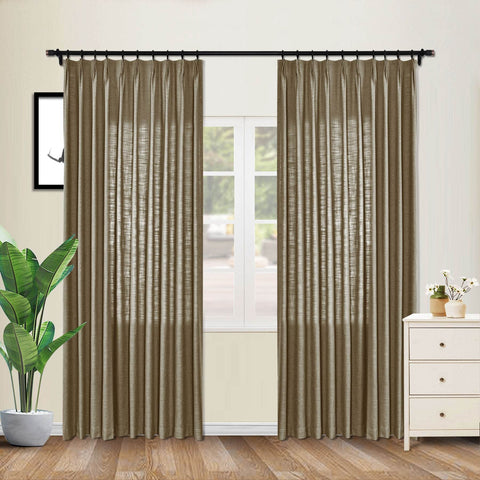 1908 Linen Blend Unlined Breathable & Natural Curtain Pinch Pleat - Cololeaf