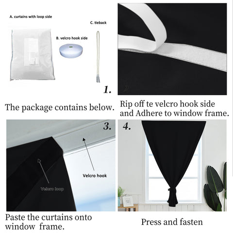 Atlanta Velcro Curtains Self Adhesive Room Darkening Thermal Insulated 1 Panel