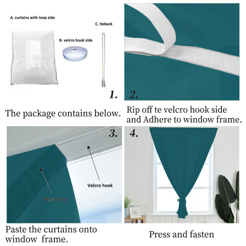 Atlanta Velcro Curtains Self Adhesive Room Darkening Thermal Insulated 1 Panel