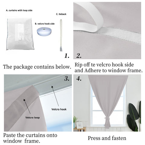 Atlanta Velcro Curtains Self Adhesive Room Darkening Thermal Insulated 1 Panel