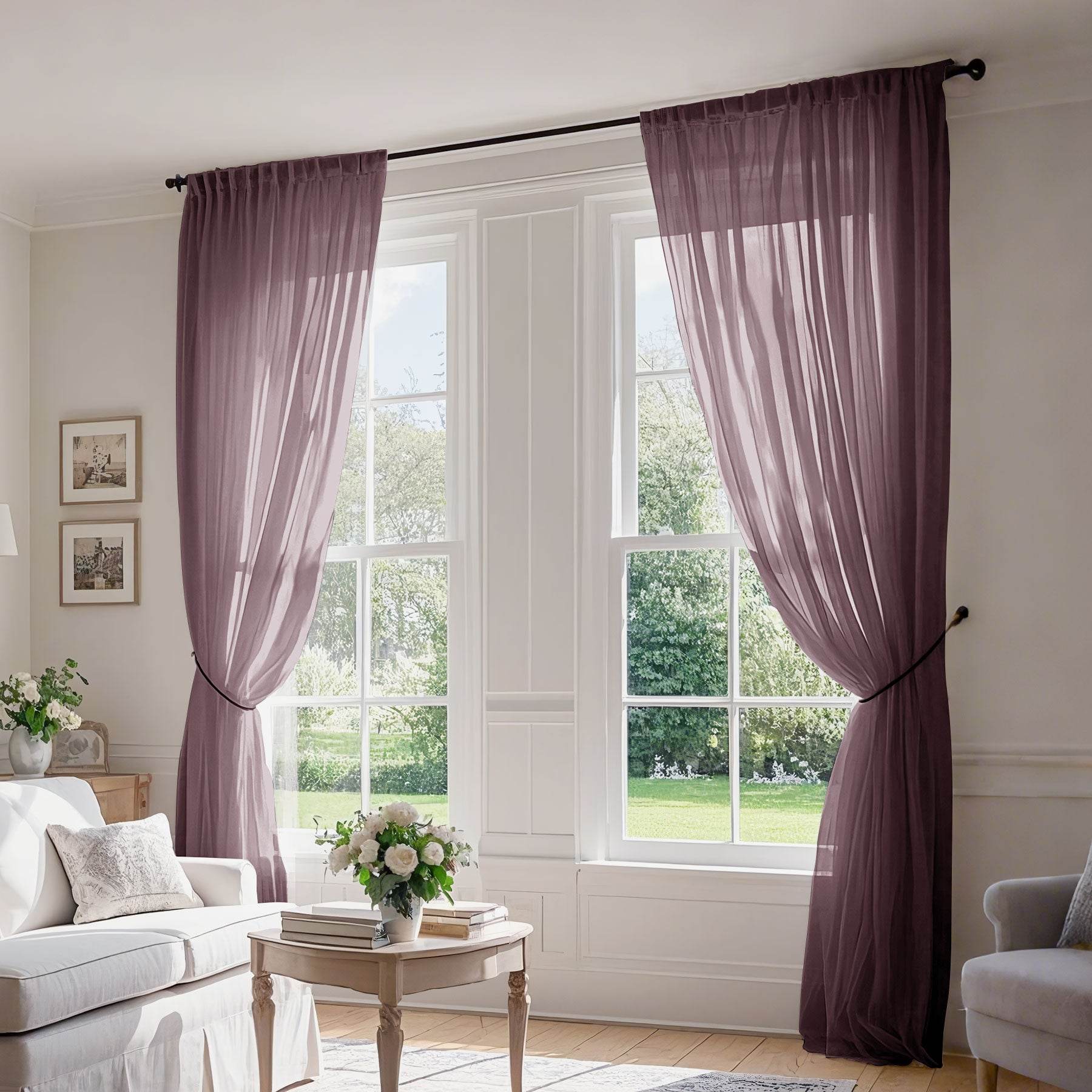 B01 Linen Textured Airy Sheer Curtain Pinch Pleat - Cololeaf