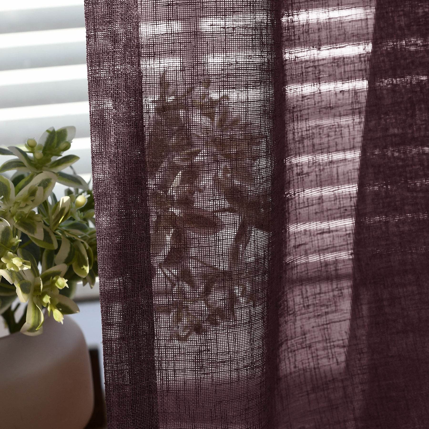 B01 Linen Textured Airy Sheer Curtain Pinch Pleat - Cololeaf