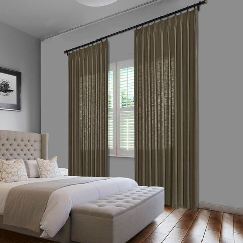 1908 Linen Blend Unlined Breathable & Natural Curtain Pinch Pleat - Cololeaf