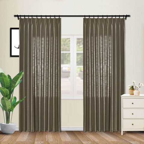 1908 Linen Blend Unlined Breathable & Natural Curtain Pinch Pleat - Cololeaf