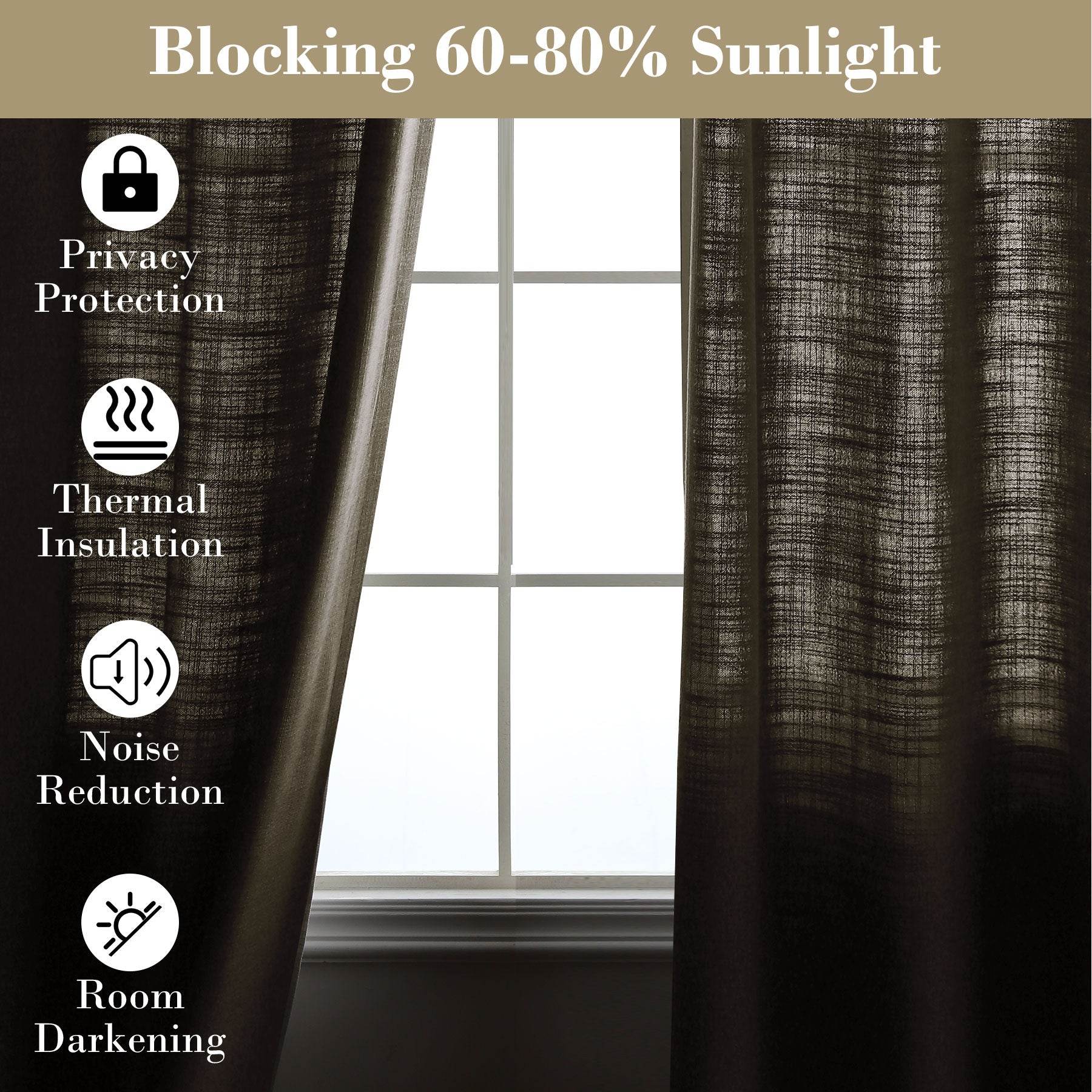 1908 Linen Blend Breathable & Natural Curtain Tab Top - Cololeaf