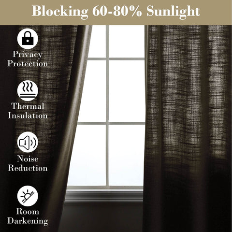 1908 Linen Blend Breathable & Natural Curtain Tab Top - Cololeaf