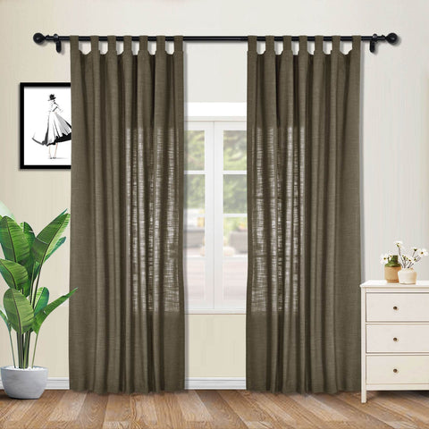 1908 Linen Blend Breathable & Natural Curtain Tab Top - Cololeaf