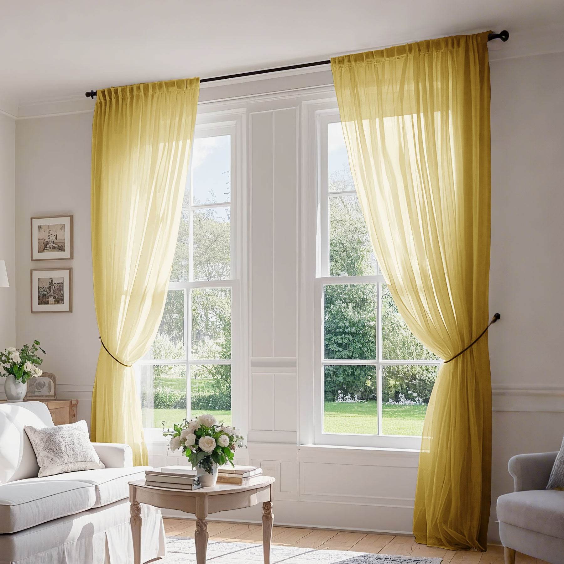 B01 Linen Textured Airy Sheer Curtain Pinch Pleat - Cololeaf