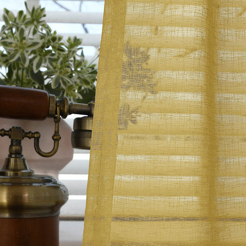 B01 Linen Textured Airy Sheer Curtain Pinch Pleat - Cololeaf