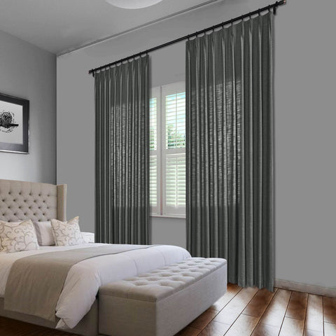 1908 Linen Blend Unlined Breathable & Natural Curtain Pinch Pleat - Cololeaf
