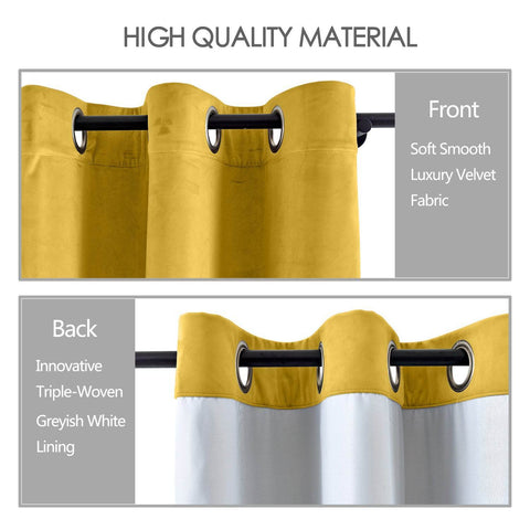 MJ11 Extra Long Soft Velvet Blackout Drapes For Loft Living Room Grommet - Cololeaf