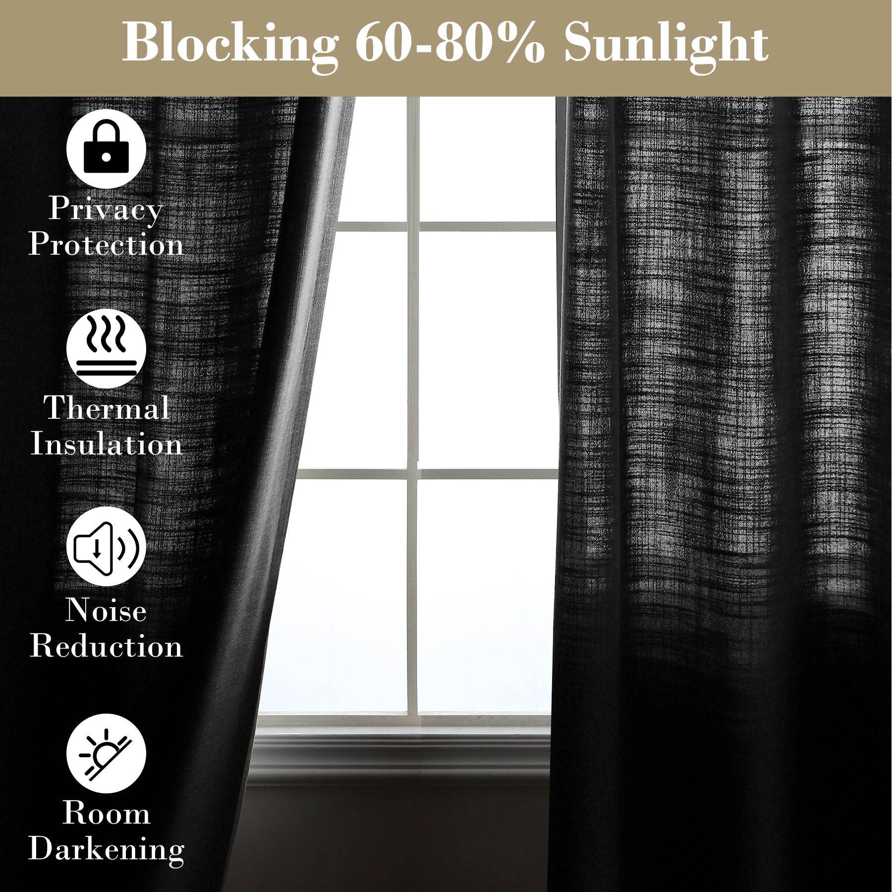1908 Linen Blend Breathable & Natural Curtain Tab Top - Cololeaf