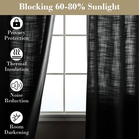 1908 Linen Blend Breathable & Natural Curtain Tab Top - Cololeaf