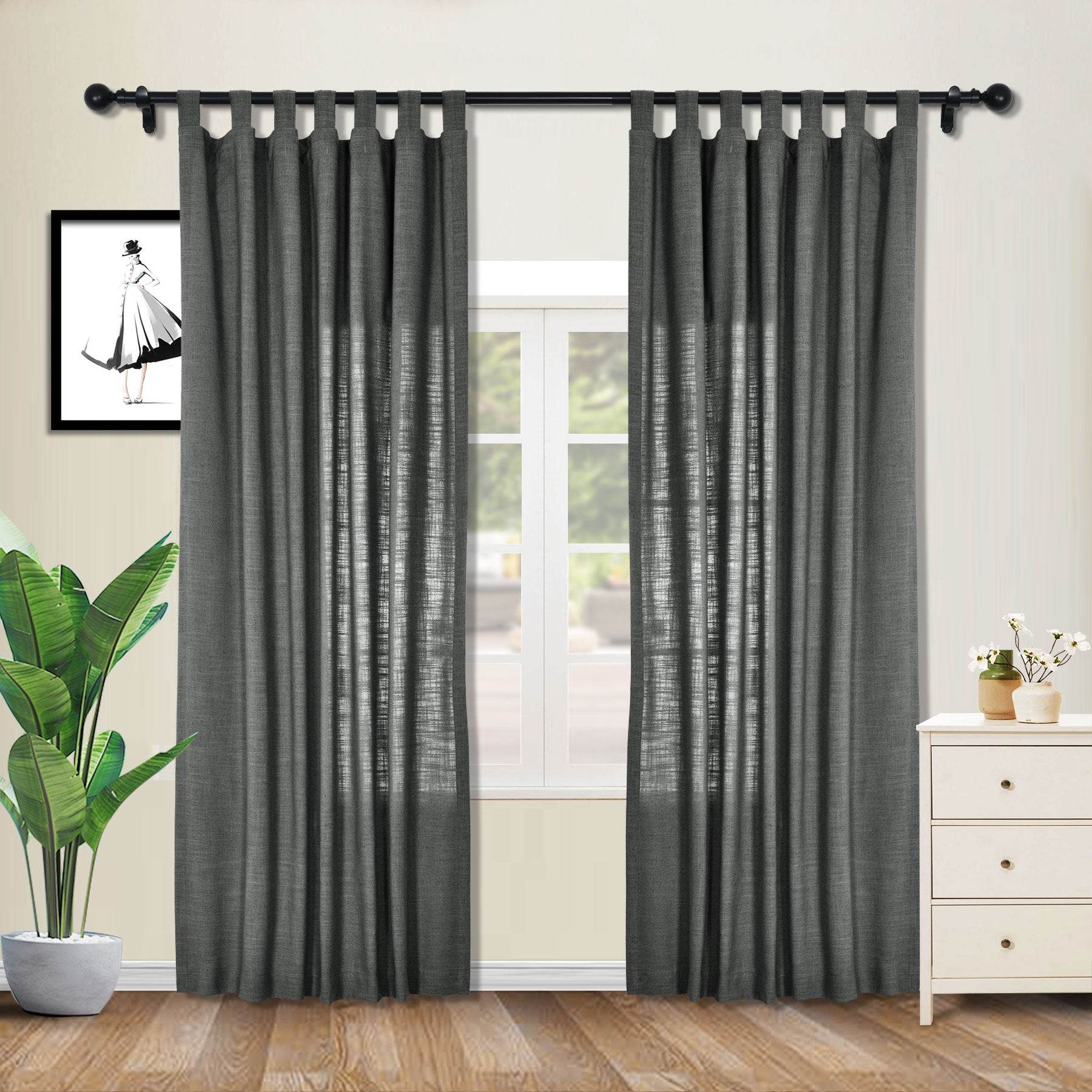 1908 Linen Blend Breathable & Natural Curtain Tab Top - Cololeaf