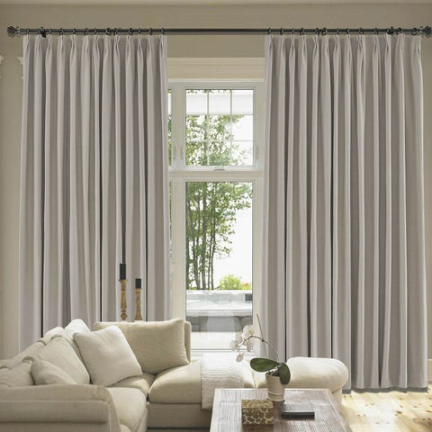 Capri Extra Wide Drape Solid Cotton Heavyweight Curtain Blackout Pinch Pleat - Cololeaf