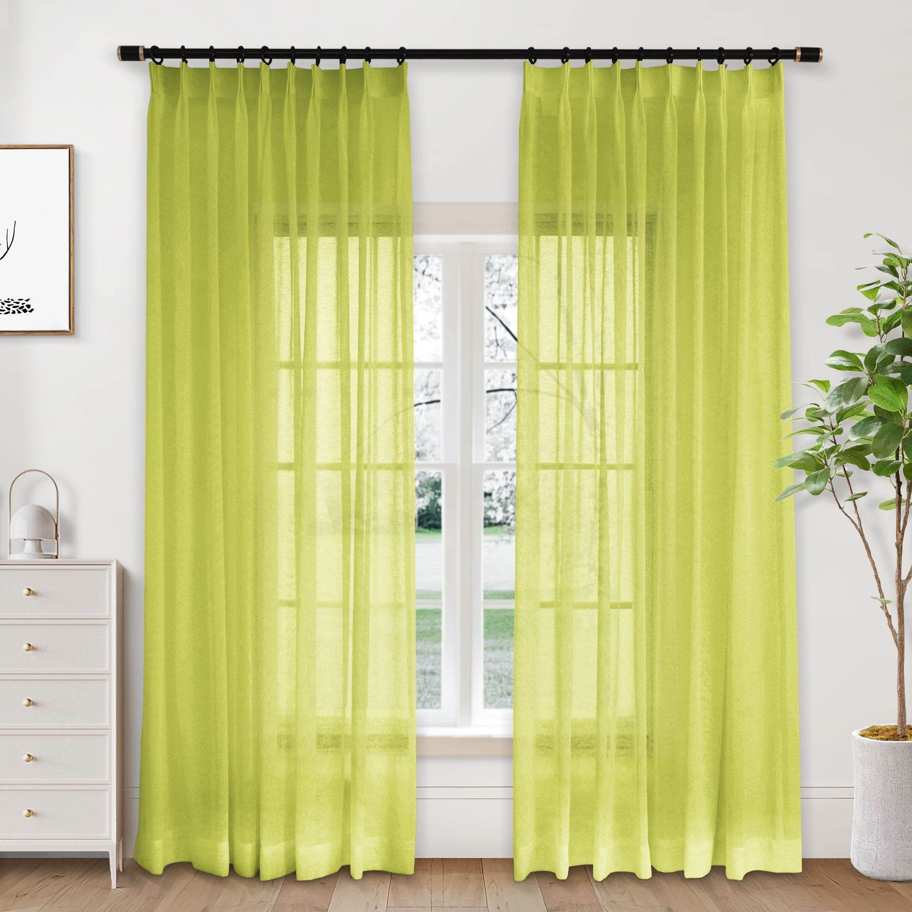 B01 Linen Textured Airy Sheer Curtain Pinch Pleat - Cololeaf