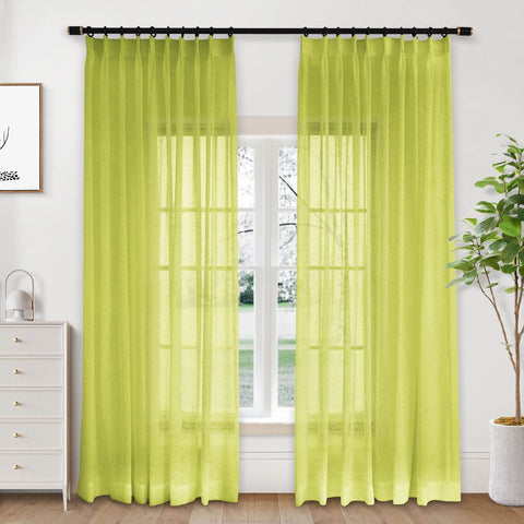 B01 Linen Textured Airy Sheer Curtain Pinch Pleat - Cololeaf