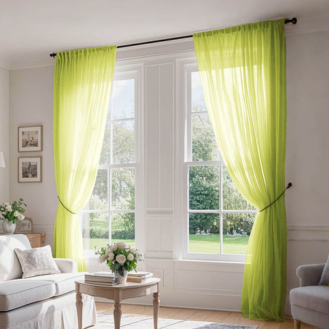 B01 Linen Textured Airy Sheer Curtain Pinch Pleat - Cololeaf