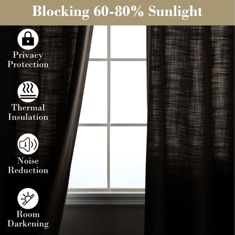 1908 Linen Blend Breathable & Natural Curtain Tab Top - Cololeaf