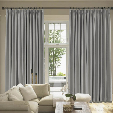 Capri Extra Wide Drape Solid Cotton Heavyweight Curtain Blackout Pinch Pleat - Cololeaf